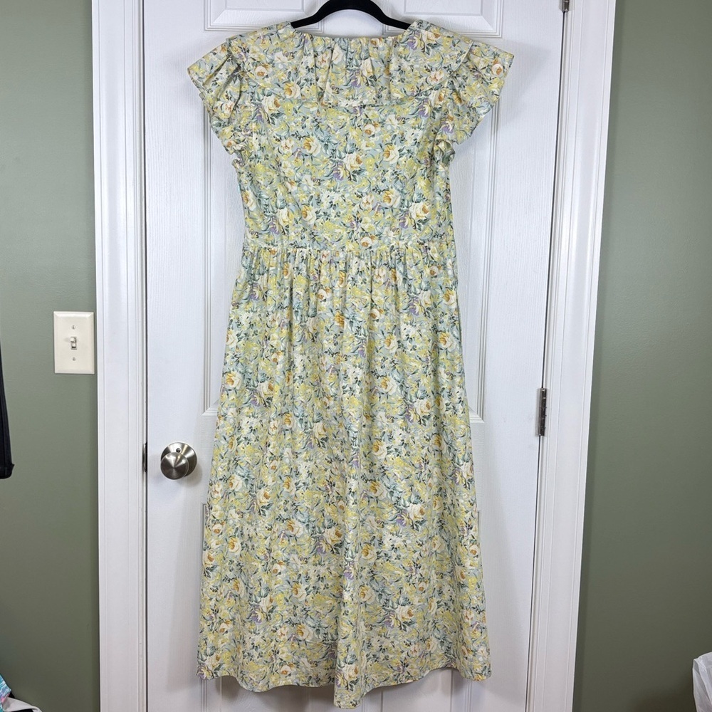 O.p.t Kate floral ruffle midi dress sz lg - Picture 9 of 9